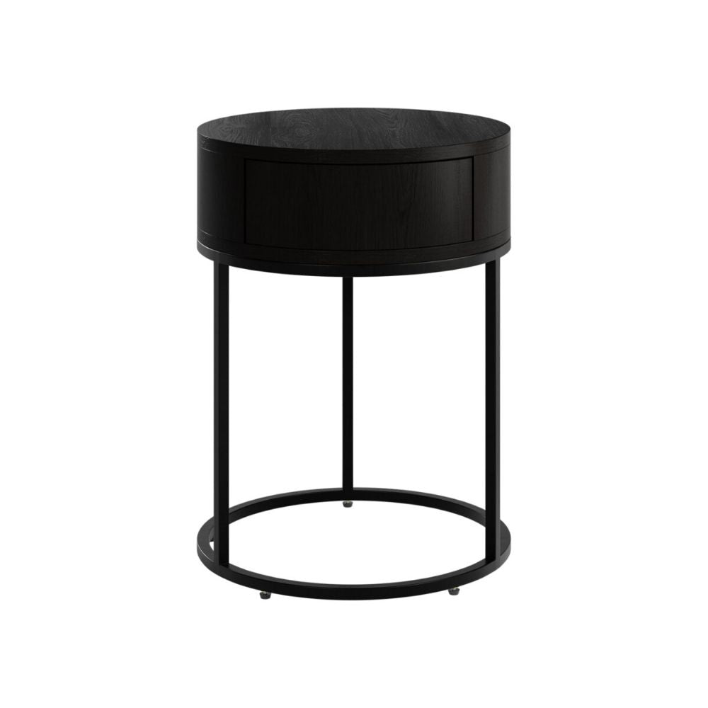 D.I Designs Hampton Round Wooden Bedside - Black Nicholas John Interiors