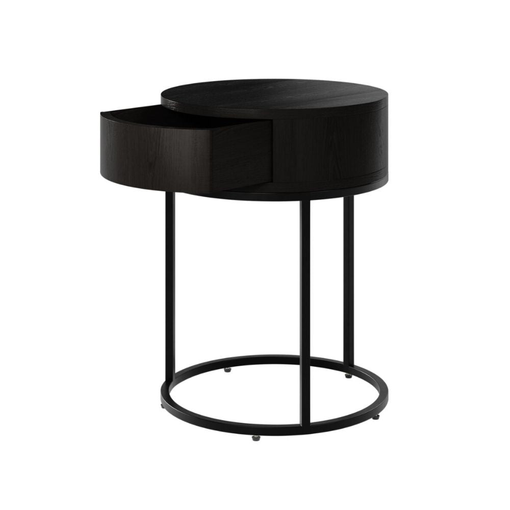 D.I Designs Hampton Round Wooden Bedside - Black Nicholas John Interiors