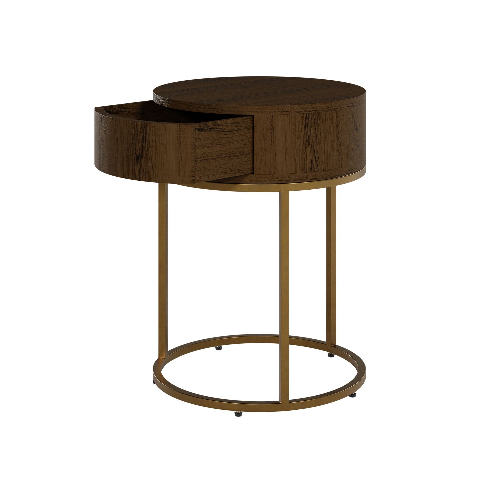 D.I Designs Hampton Round Wooden Bedside - Brown Nicholas John Interiors