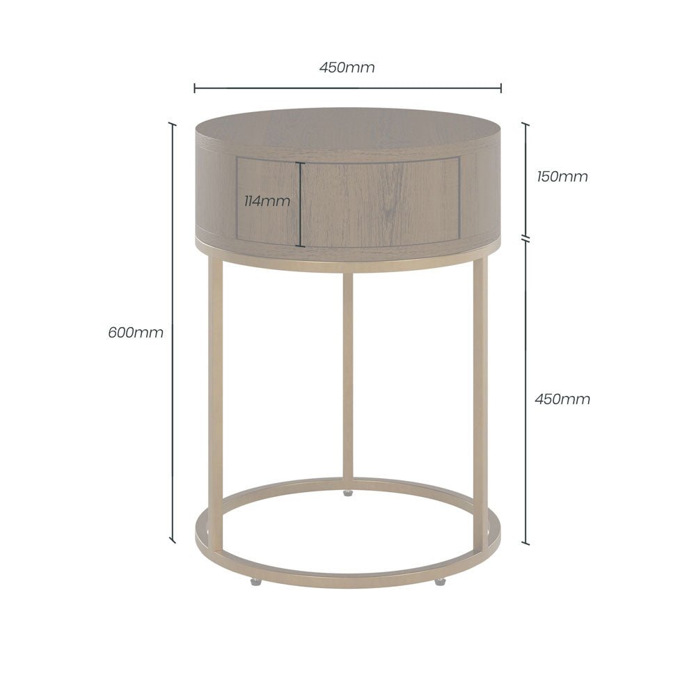 D.I Designs Hampton Round Wooden Bedside - Brown Nicholas John Interiors