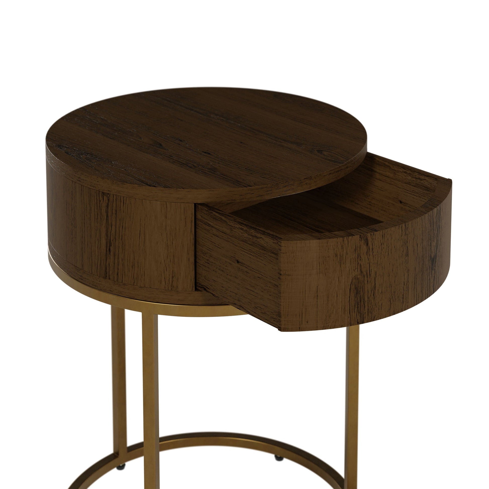 D.I Designs Hampton Round Wooden Bedside - Brown Nicholas John Interiors