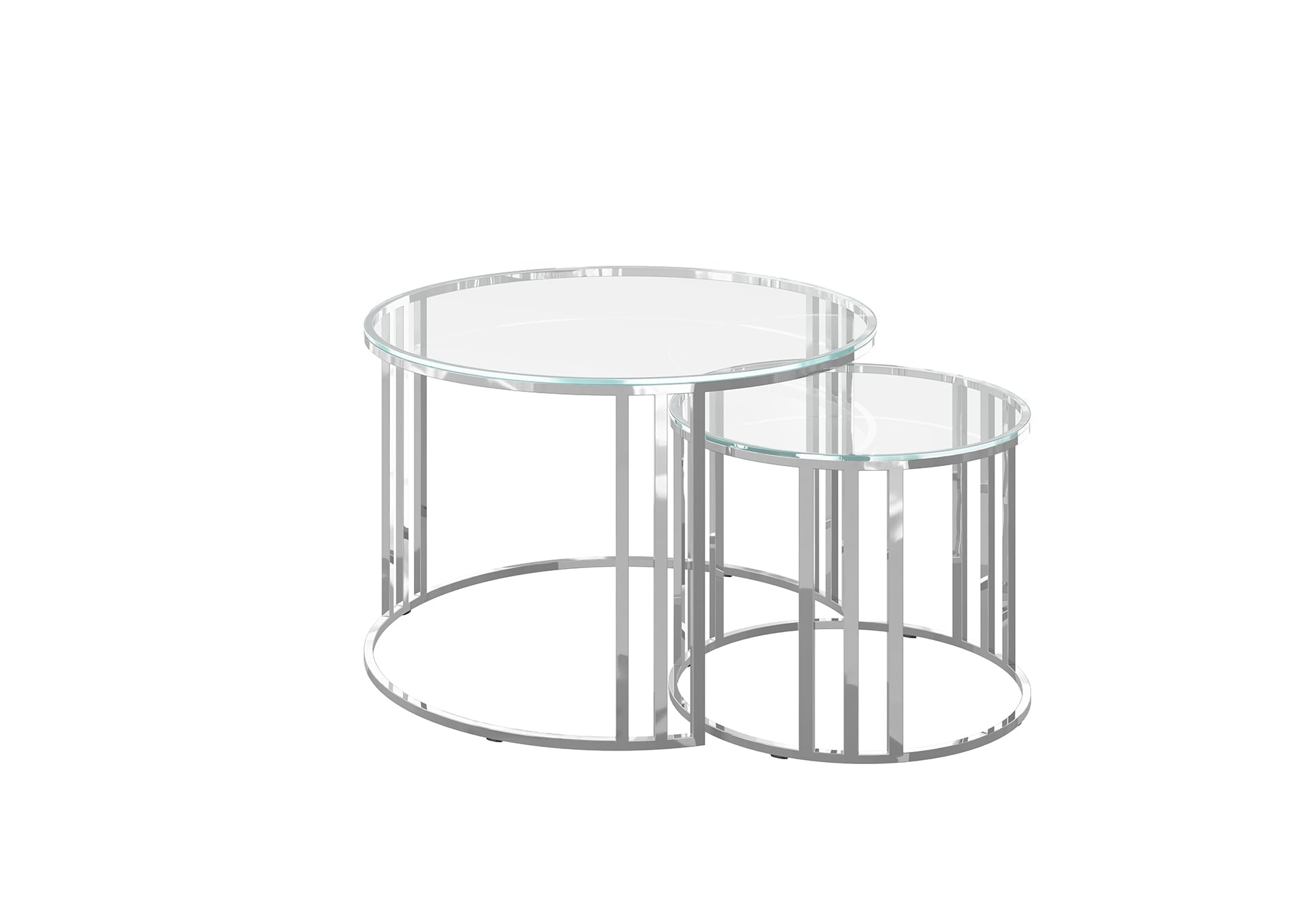 Equinox Round Clear Glass Coffee Table Set Nicholas John Interiors