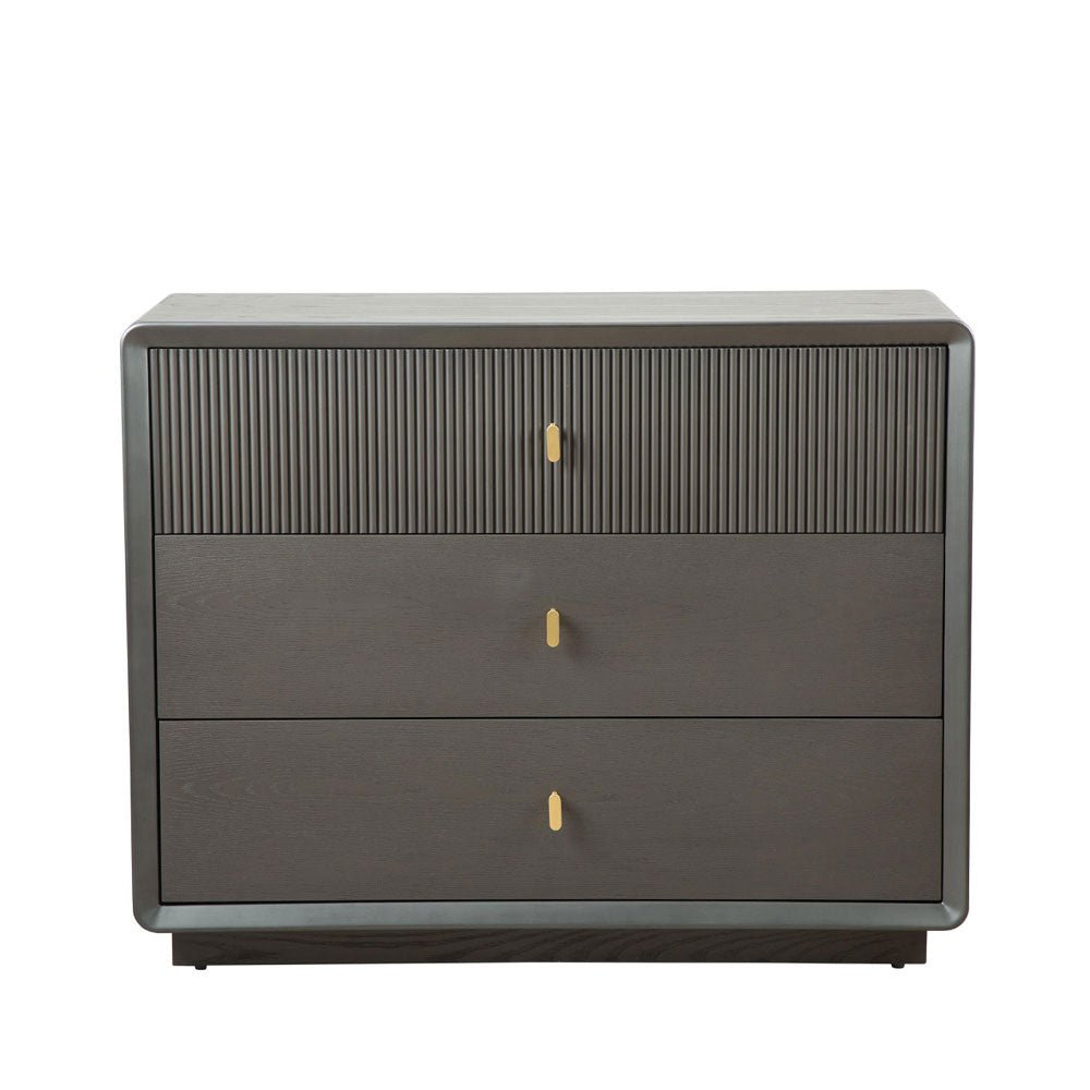 Femelle Smoke Grey Elm 3 Drawer Wide Chest Nicholas John Interiors