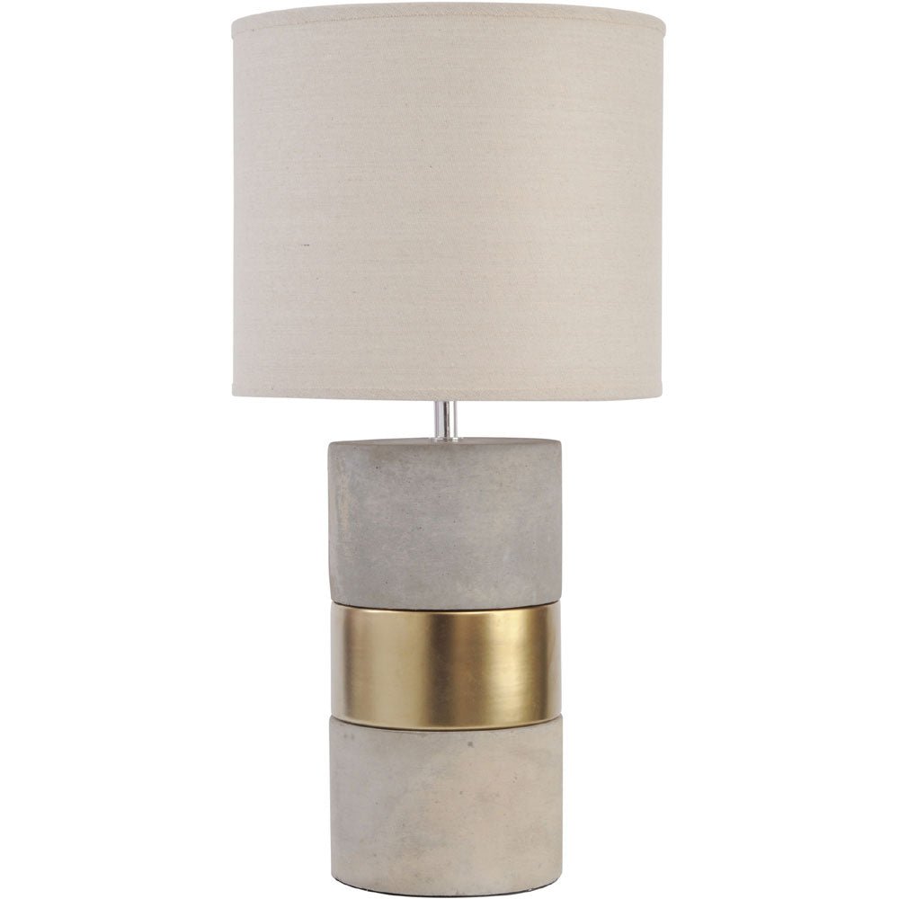 Finchley Concrete and Gold Table Lamp with Natural Shade Nicholas John Interiors