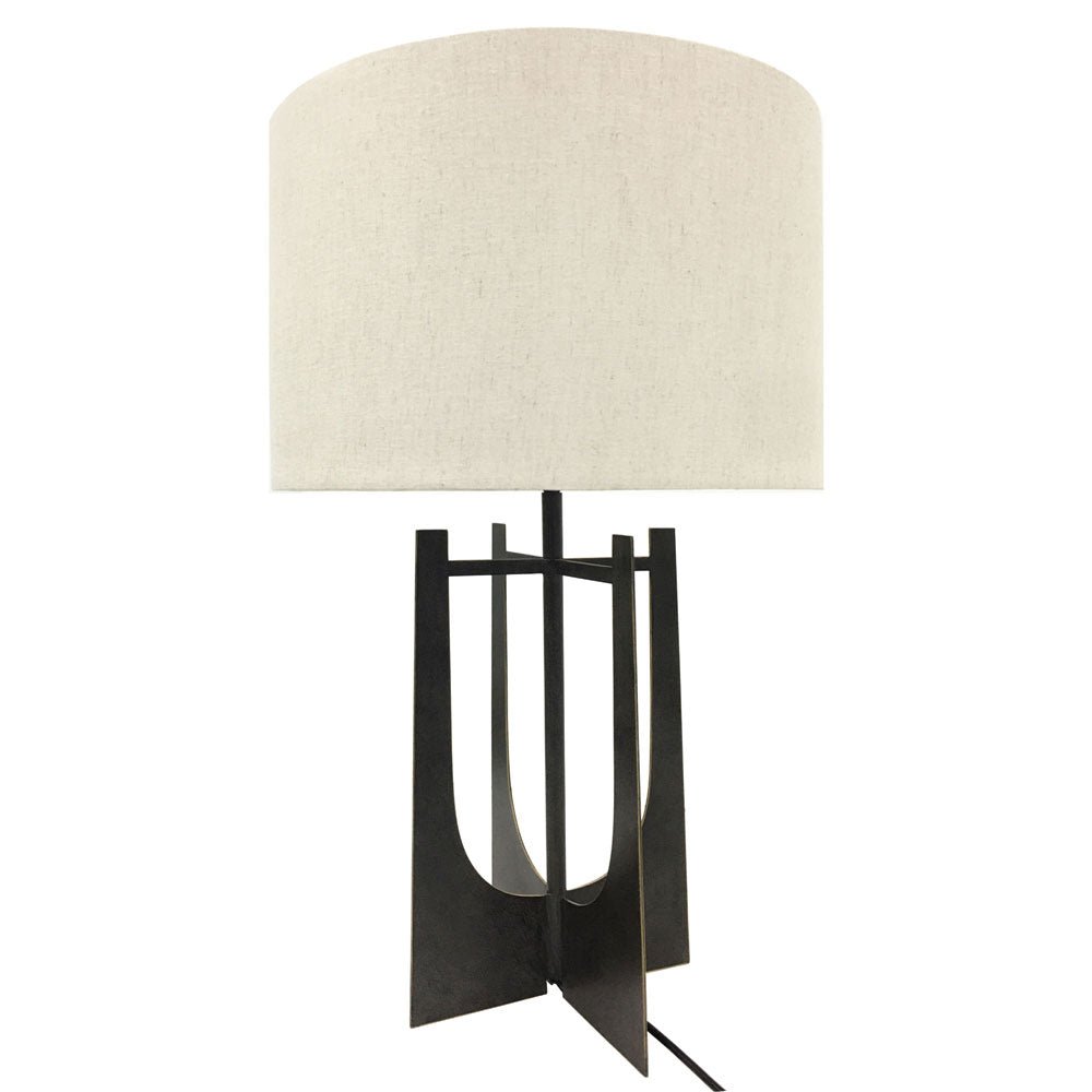 Glenmore Hammered Iron Table Lamp Gilded Oak with Irish Linen Shade Nicholas John Interiors