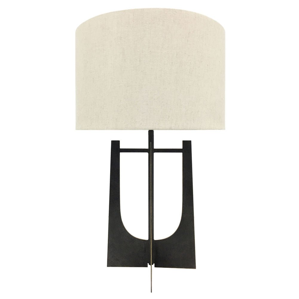 Glenmore Hammered Iron Table Lamp Gilded Oak with Irish Linen Shade Nicholas John Interiors