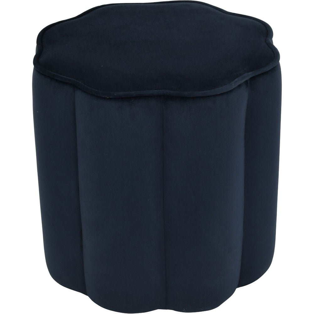 Inara Scallop Footstool in Royal Blue Velvet Nicholas John Interiors