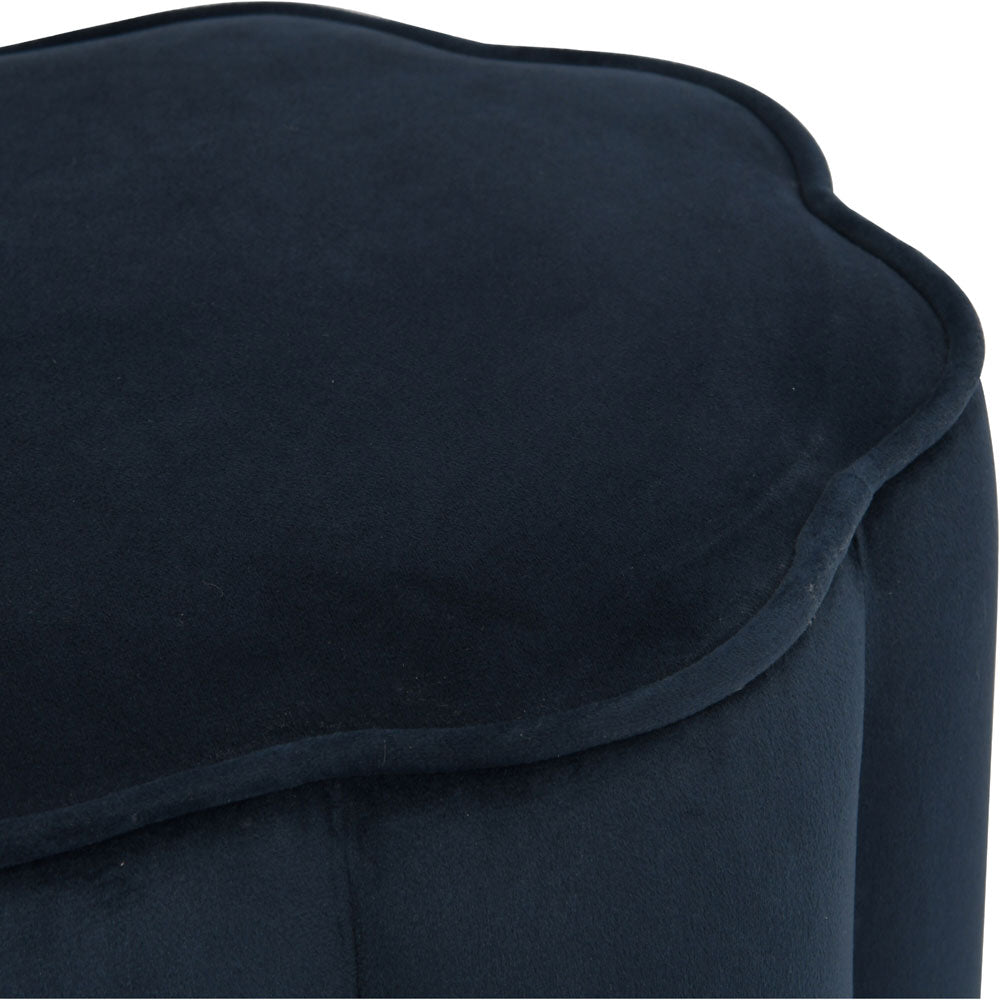 Inara Scallop Footstool in Royal Blue Velvet Nicholas John Interiors