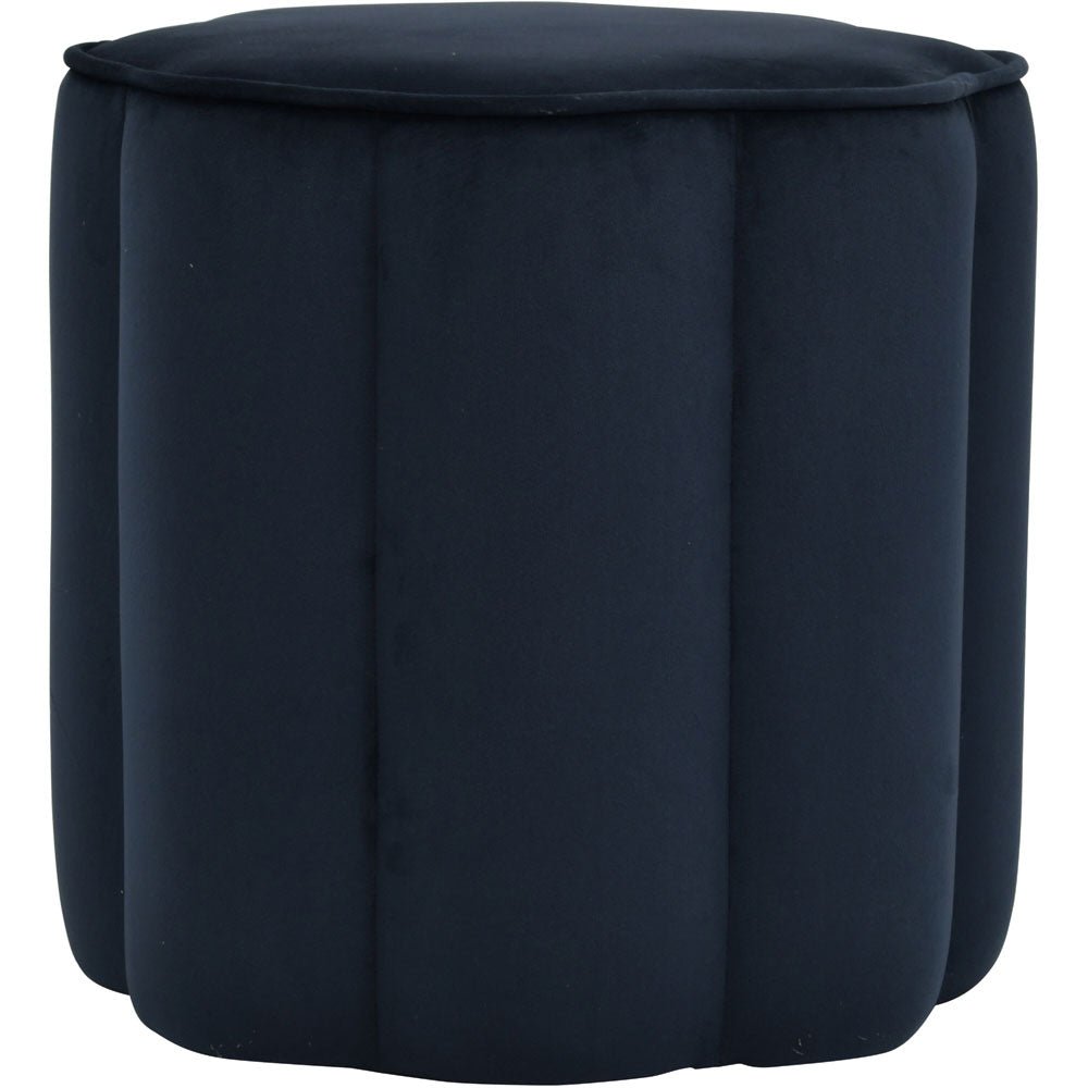 Inara Scallop Footstool in Royal Blue Velvet Nicholas John Interiors