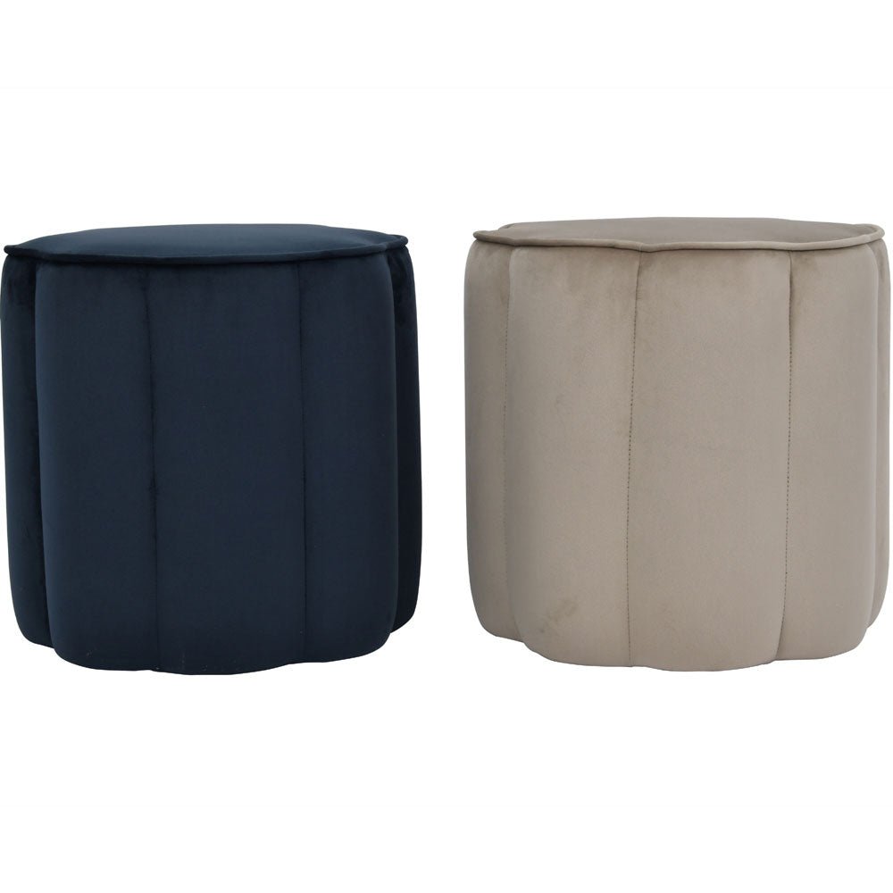 Inara Scallop Footstool in Royal Blue Velvet Nicholas John Interiors