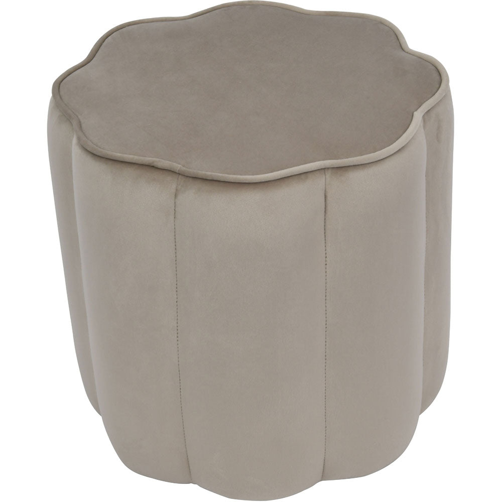 Inara Scallop Footstool in Smokey Taupe Velvet Nicholas John Interiors