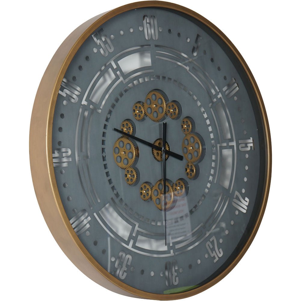 Industrial Round Gold and Grey Wall Clock Nicholas John Interiors