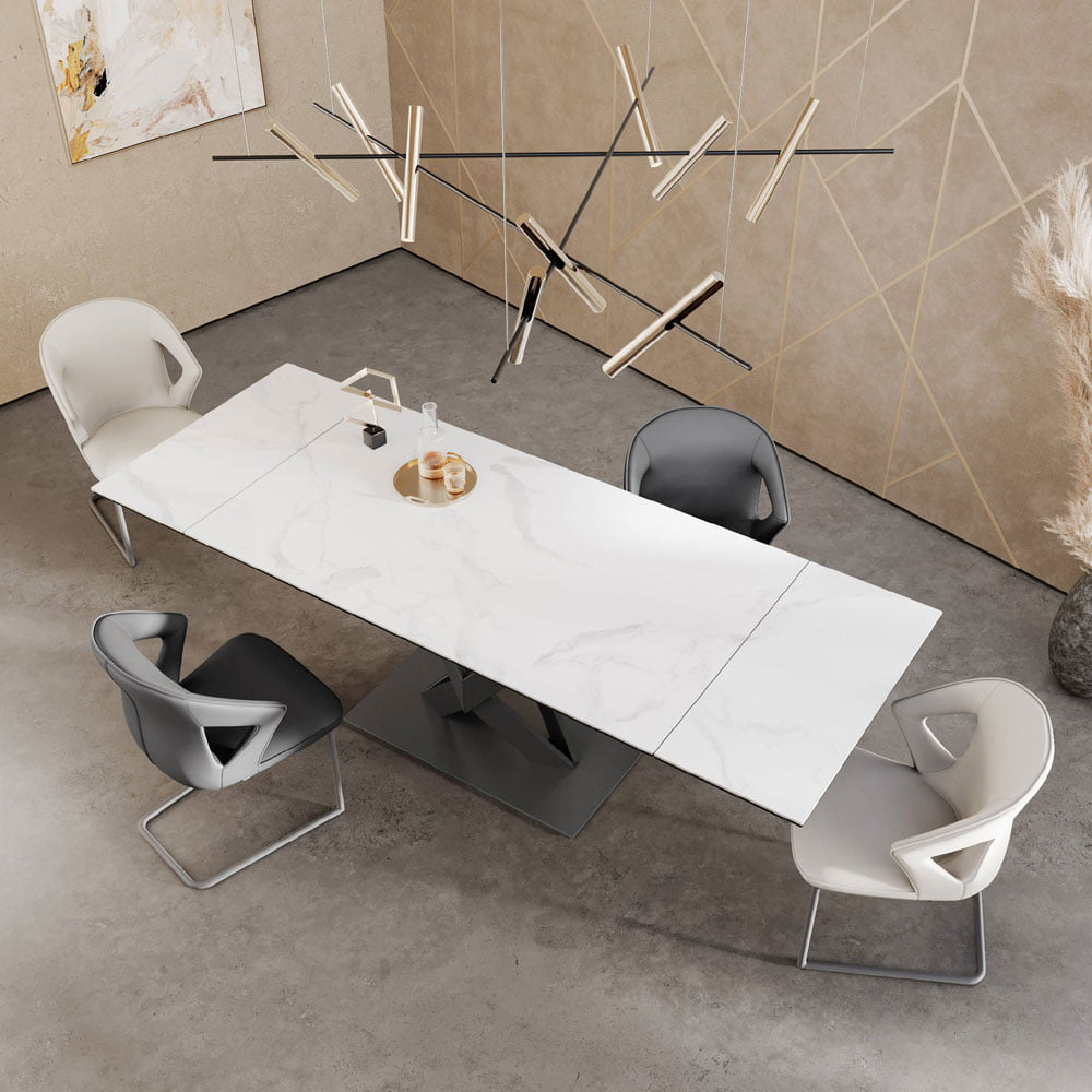 Kaito Gloss White Ceramic Extending Dining Table - 160 - 240cm Nicholas John Interiors