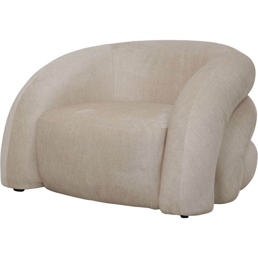 Kason Upholstered Curved Snug Chair in Cream Nicholas John Interiors