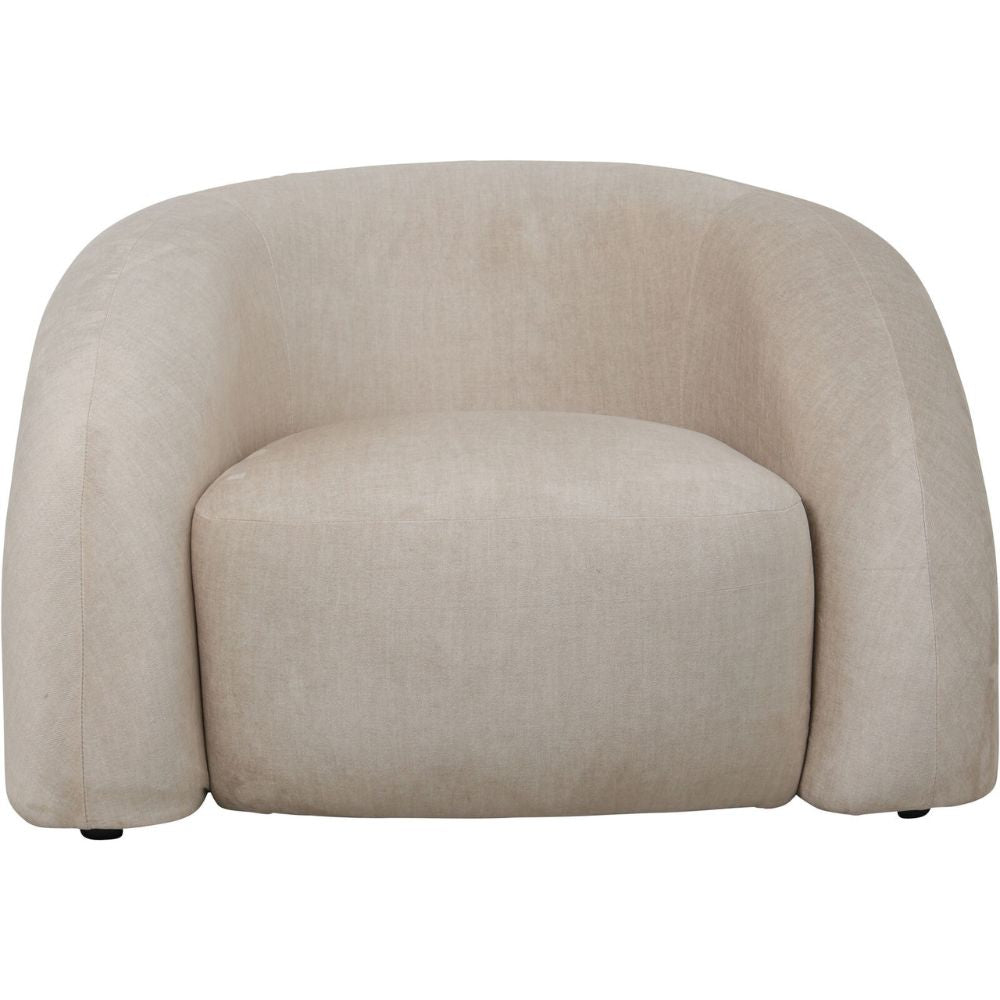 Kason Upholstered Curved Snug Chair in Cream Nicholas John Interiors