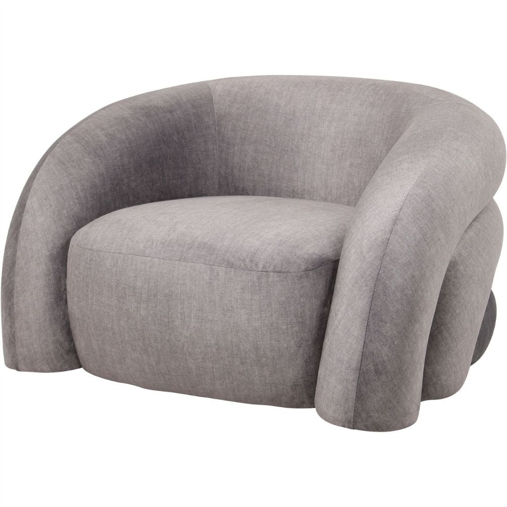 Kason Upholstered Curved Snug Chair in Grey Nicholas John Interiors