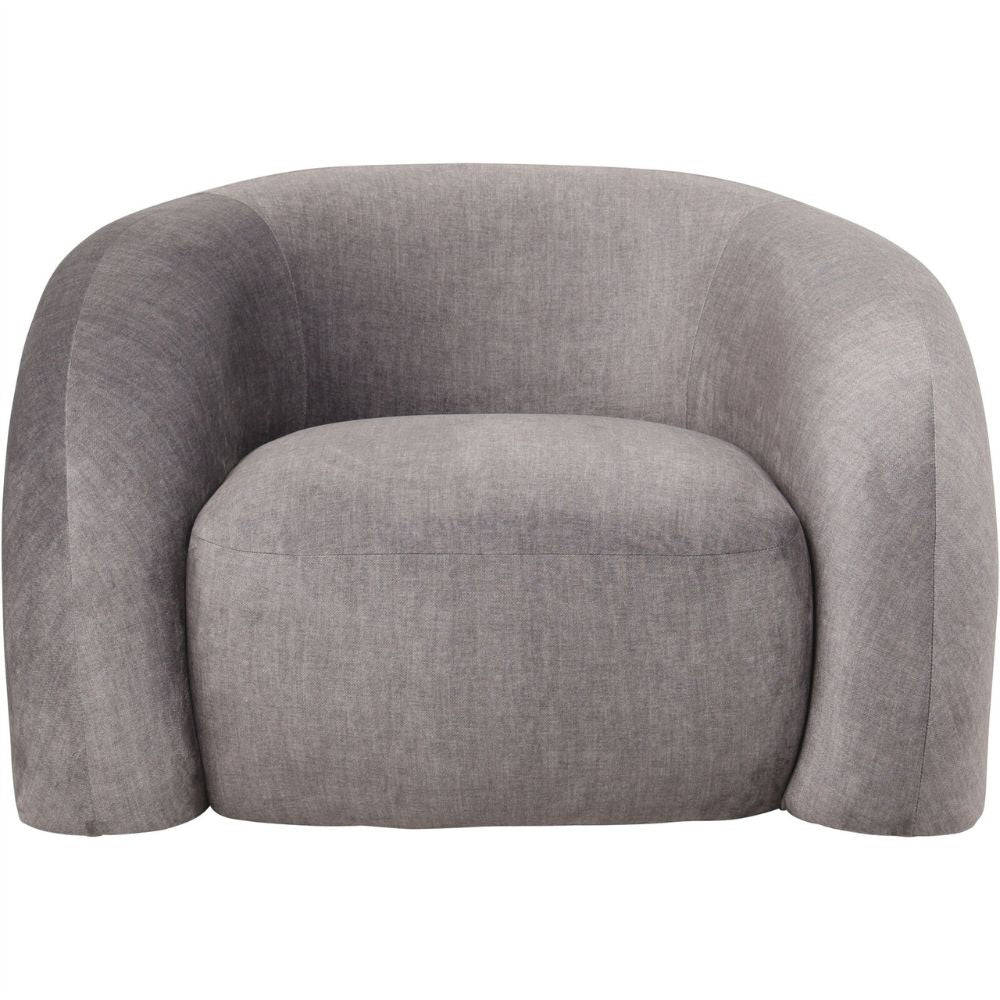 Kason Upholstered Curved Snug Chair in Grey Nicholas John Interiors