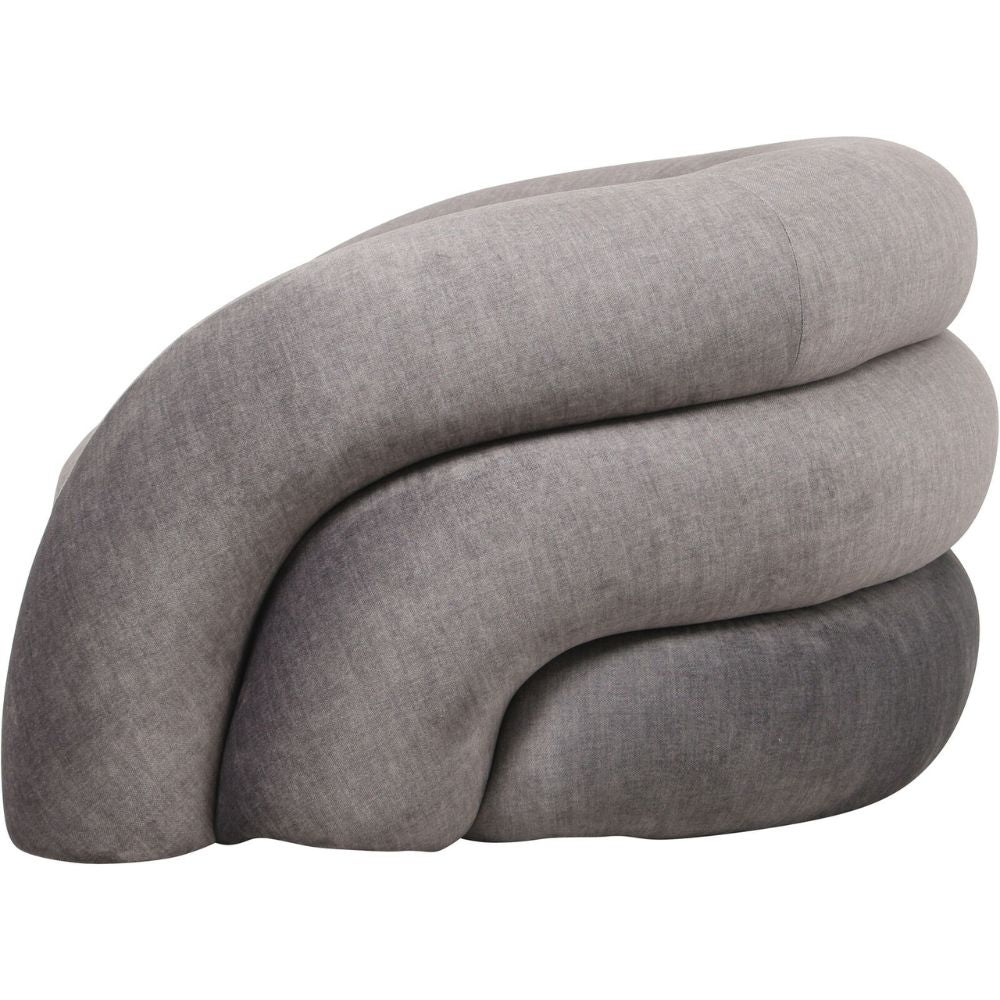 Kason Upholstered Curved Snug Chair in Grey Nicholas John Interiors