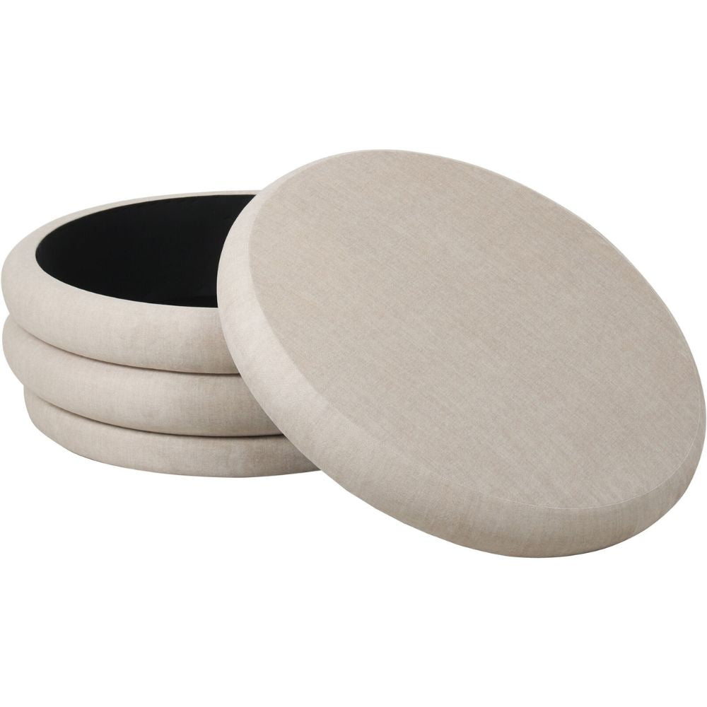 Kason Upholstered Storage Ottoman in Cream Nicholas John Interiors