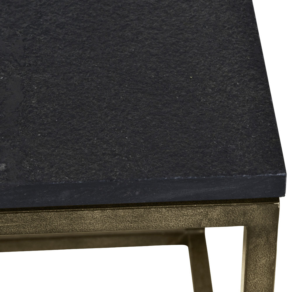 Kenton Iron Set of 2 Side Tables in Aged Champagne Finish with Galaxy Slate Nicholas John Interiors