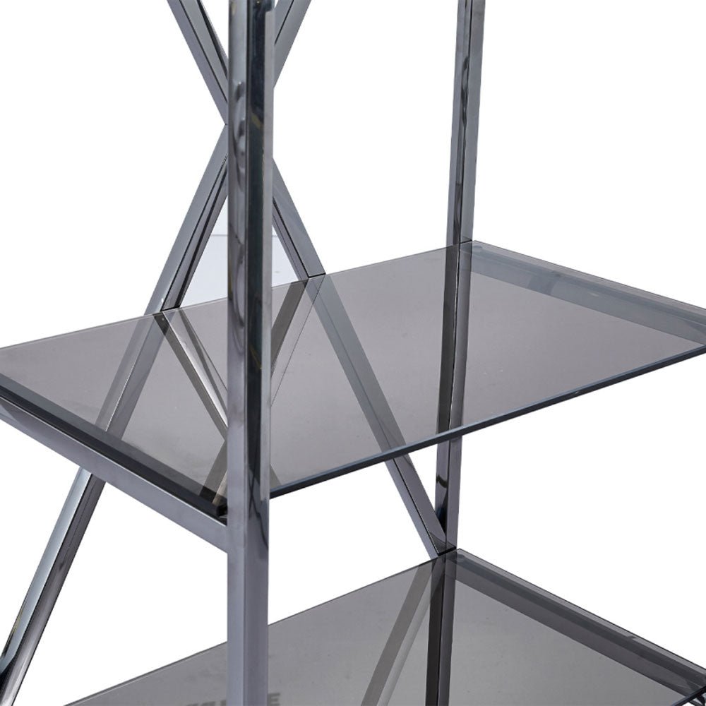 Knox 5 - Tier Grey Gunmetal with Smoke Glass Display Unit Nicholas John Interiors