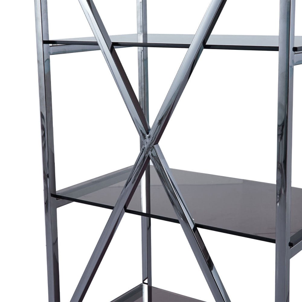 Knox 5 - Tier Grey Gunmetal with Smoke Glass Display Unit Nicholas John Interiors