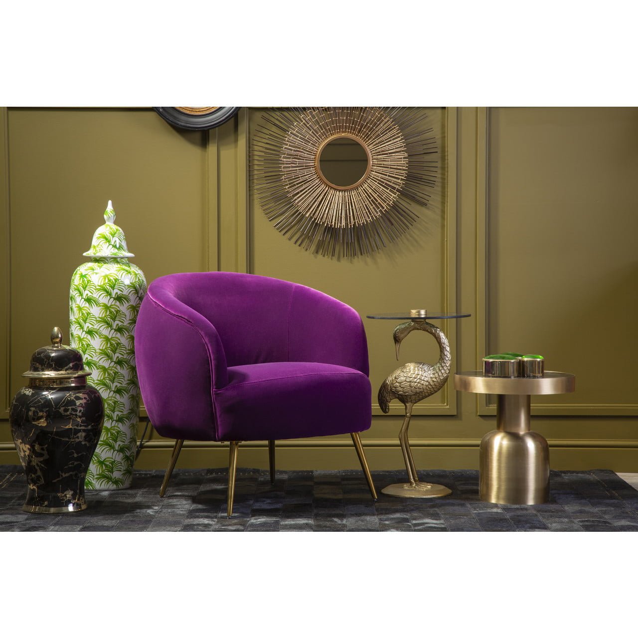 Lalita Purple Velvet Armchair Nicholas John Interiors