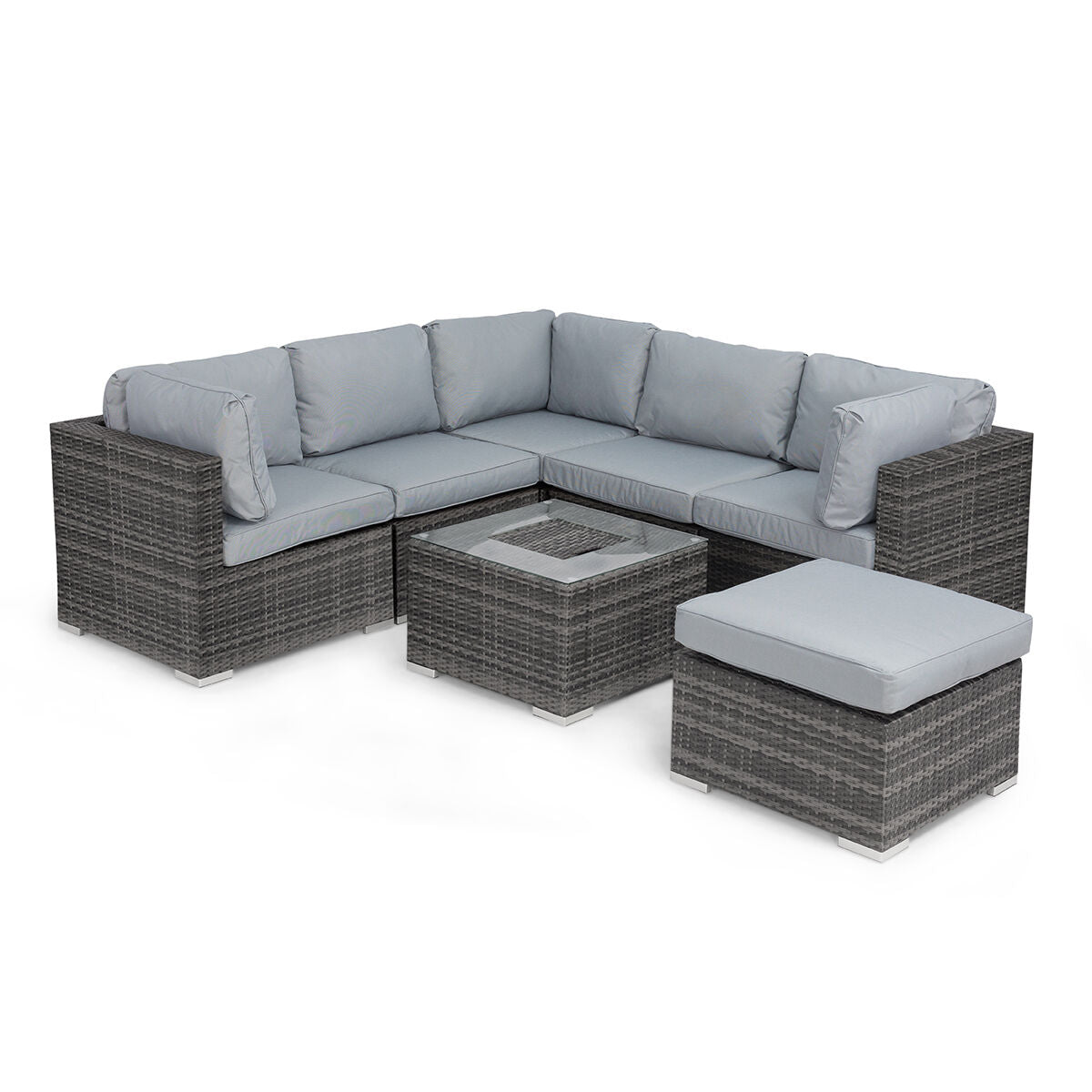 London Rattan Corner Group Garden Furniture with Ice Bucket in Grey Nicholas John Interiors