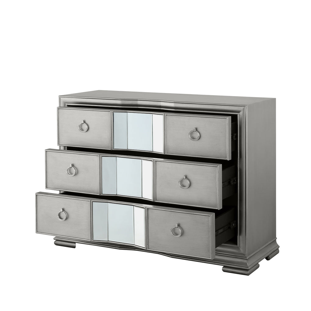 Lucarna 3 Drawer Mirrored Chest - Grey Nicholas John Interiors