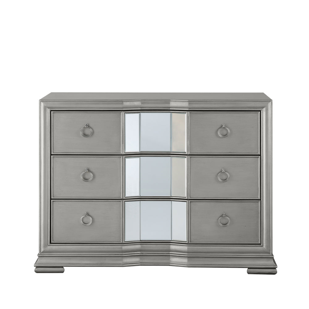 Lucarna 3 Drawer Mirrored Chest - Grey Nicholas John Interiors