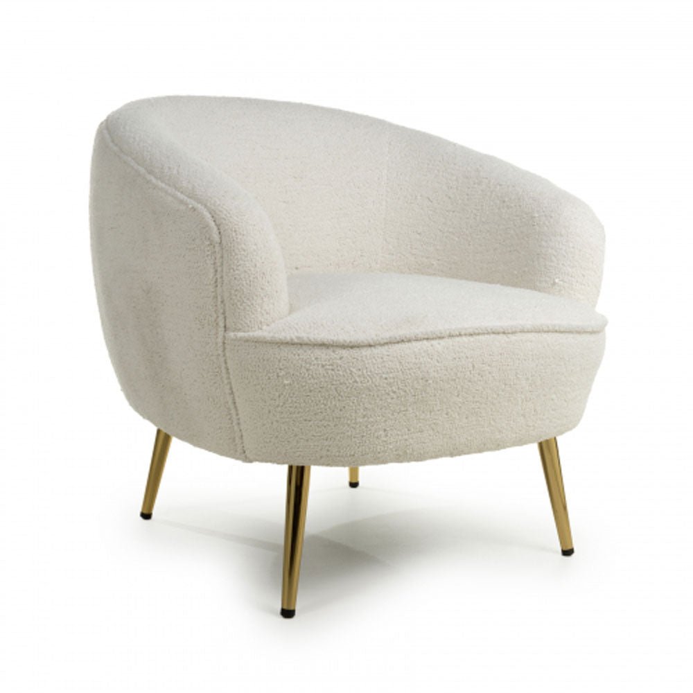 Lucia Boucle Vanilla White Tub Chair Nicholas John Interiors