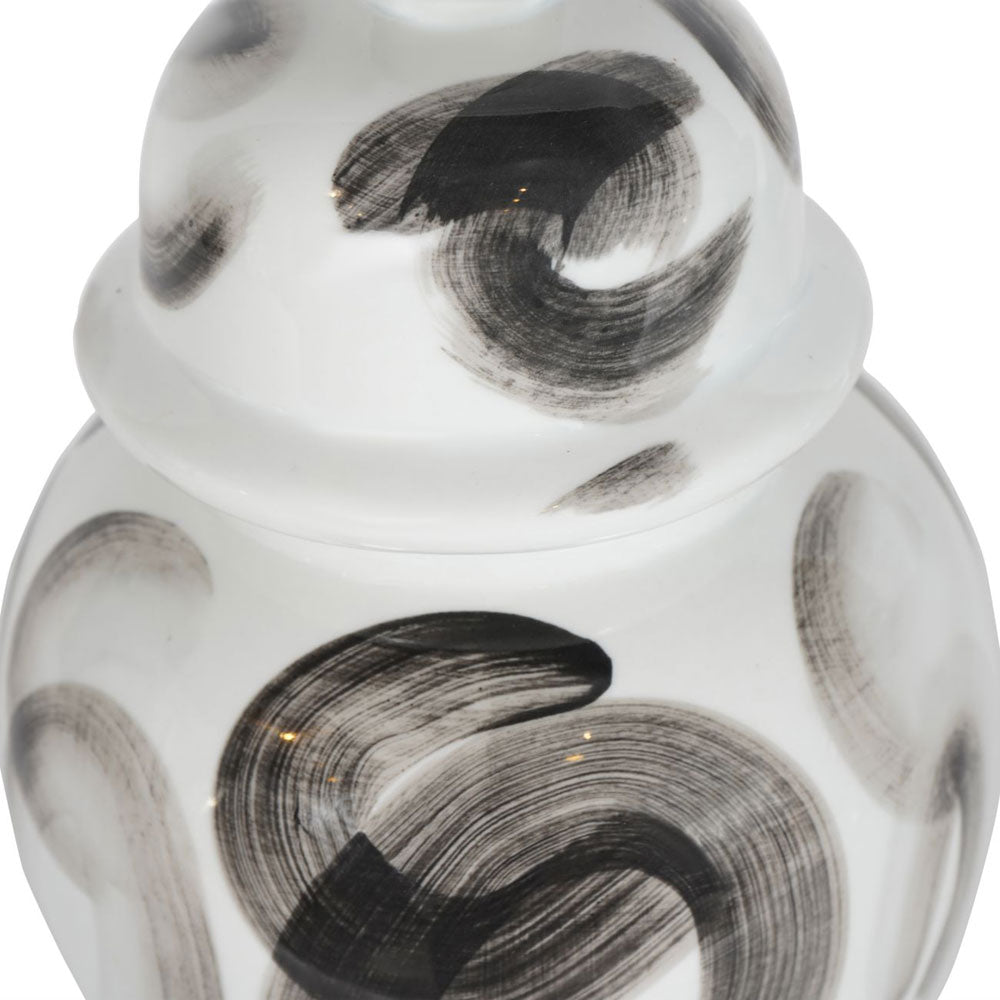 Mabel Monochrome Brush Swirl Small Ginger Jar Nicholas John Interiors