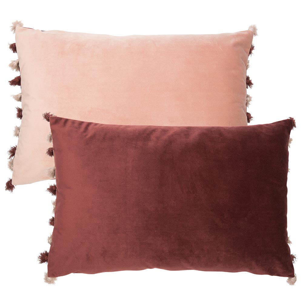 Malini Nappa Blush and Aubergine Cushion Nicholas John Interiors