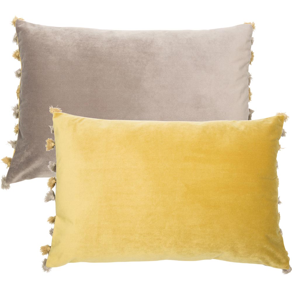 Malini Nappa Grey and Mustard Cushion Nicholas John Interiors