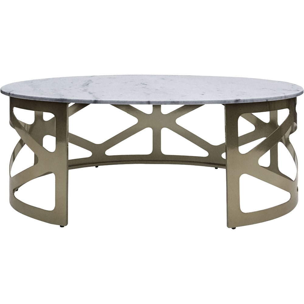 Marcella Coffee Table Metallic Black Nickel Finish with Grey Marble Nicholas John Interiors