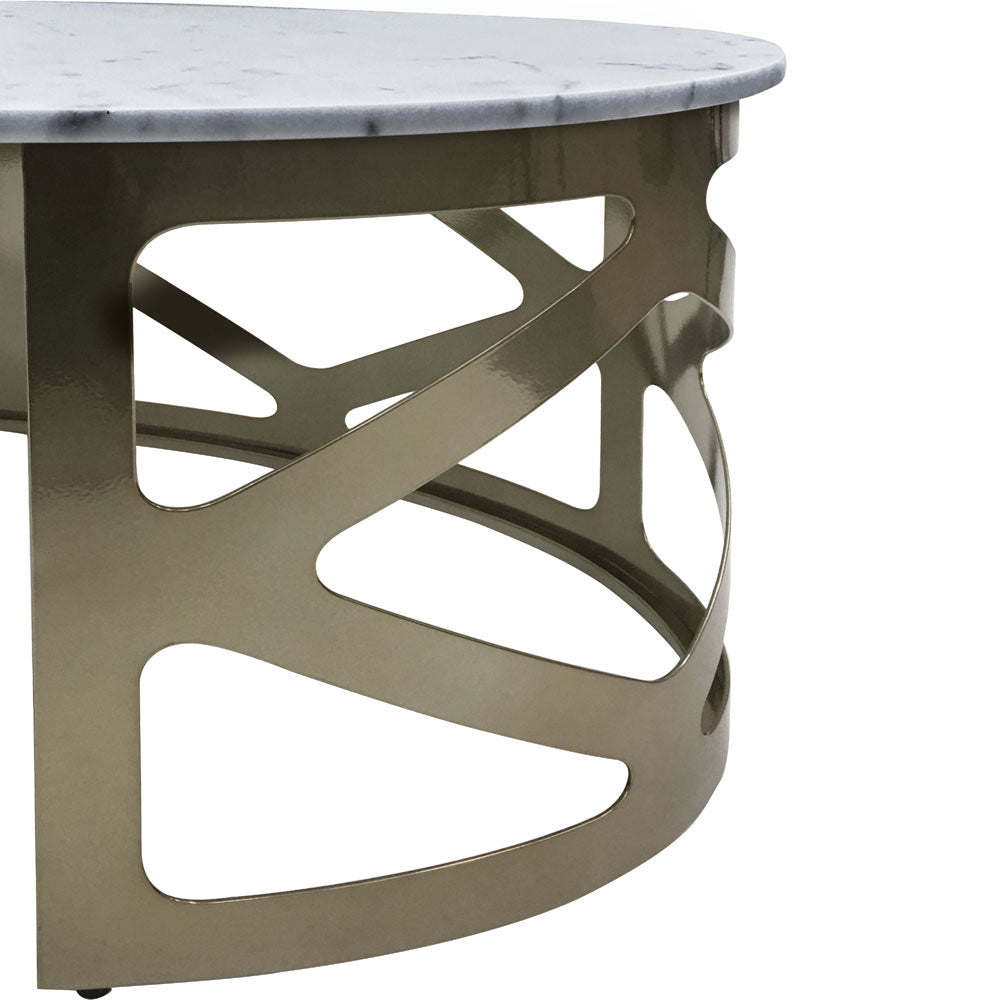 Marcella Coffee Table Metallic Black Nickel Finish with Grey Marble Nicholas John Interiors