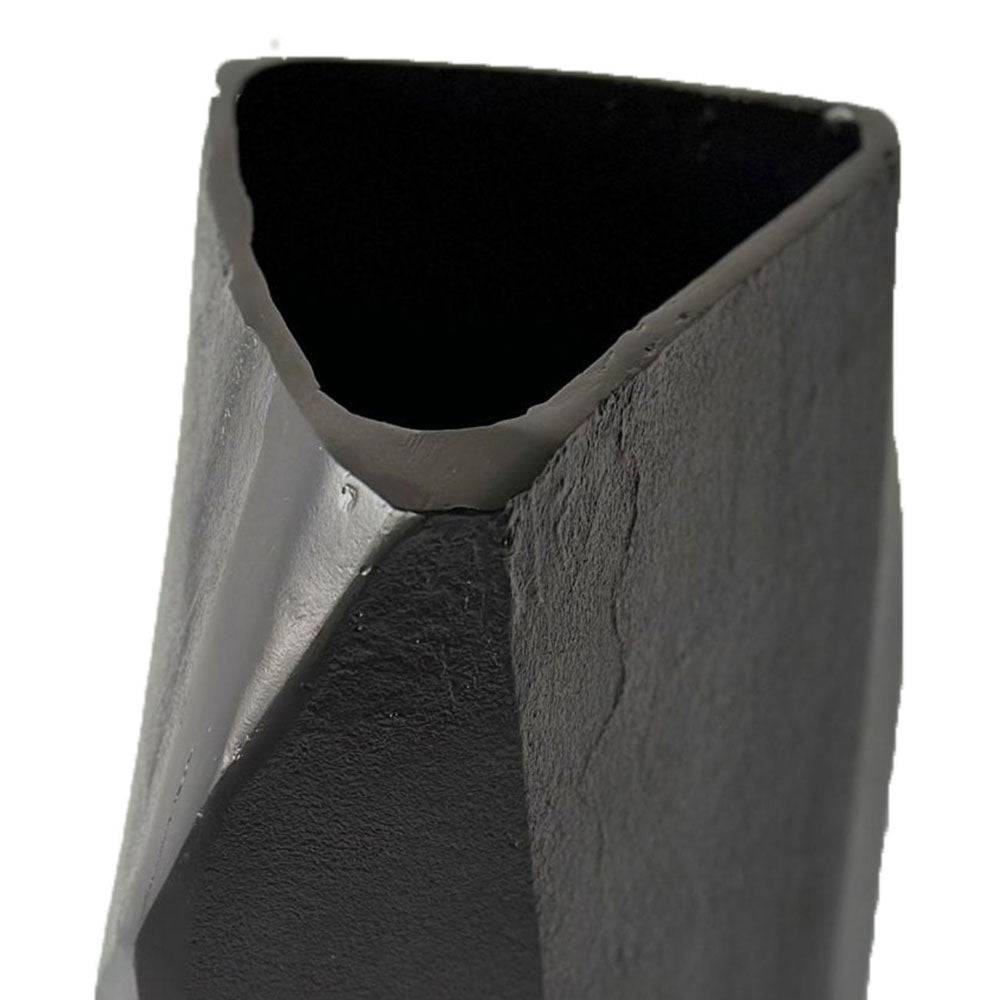 Marusia Cast Aluminium Faceted Charcoal Black Vase 45cm Nicholas John Interiors