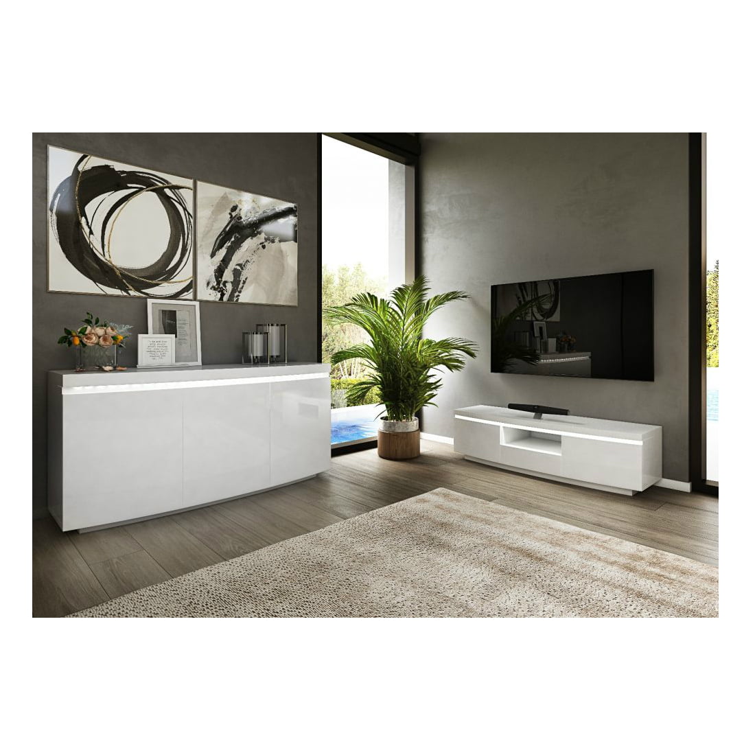 Milan 2 Door Sideboard with LED Nicholas John Interiors