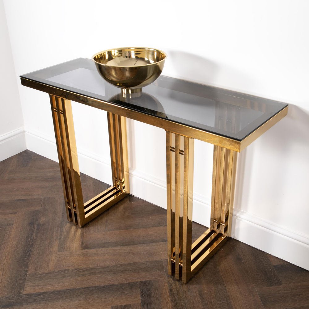 Native Home Zurich Gold Console Table Nicholas John Interiors