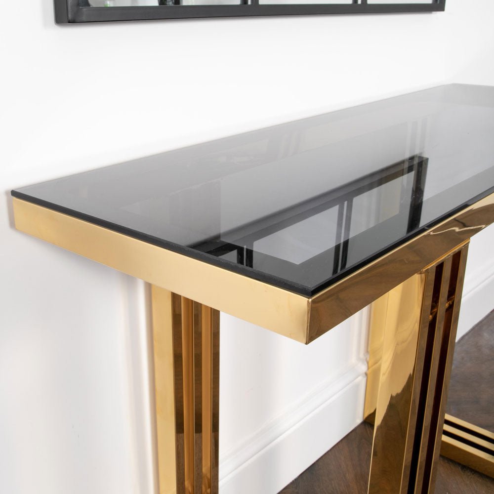 Native Home Zurich Gold Console Table Nicholas John Interiors