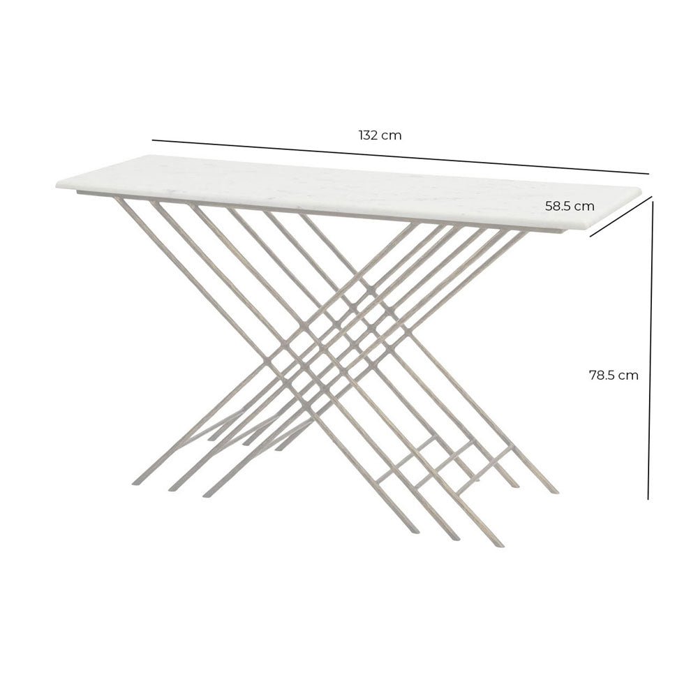 Nolina White Marble And Antique Gold Console Table Nicholas John Interiors