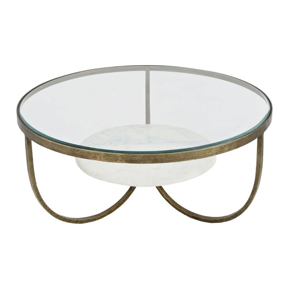 Nolina White Marble And Antique Gold Iron Coffee Table Nicholas John Interiors