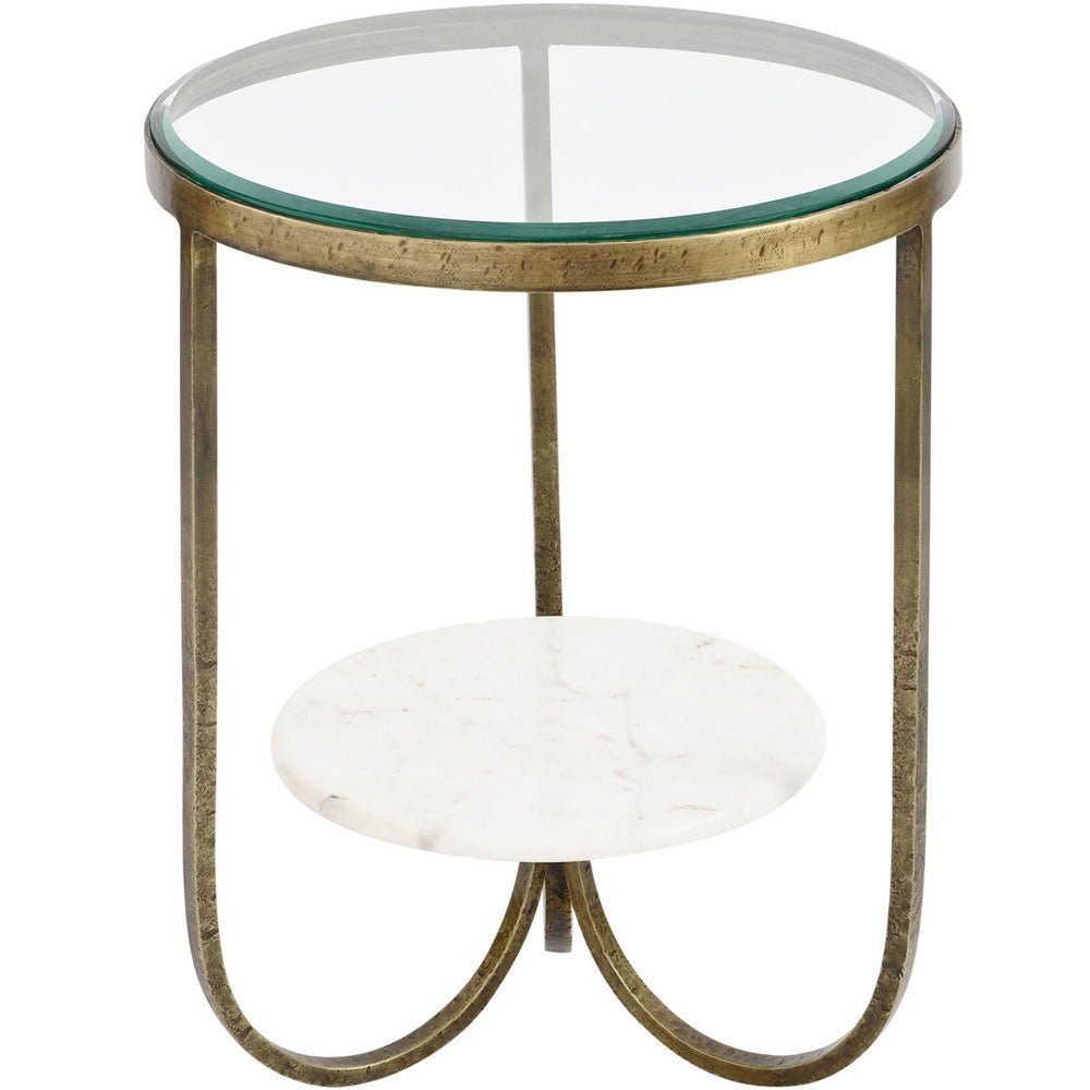 Nolina White Marble And Antique Gold Iron Side Table Nicholas John Interiors