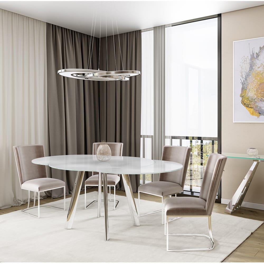 Orla Swivel Extending Dining Table White - 102 - 166cm Nicholas John Interiors