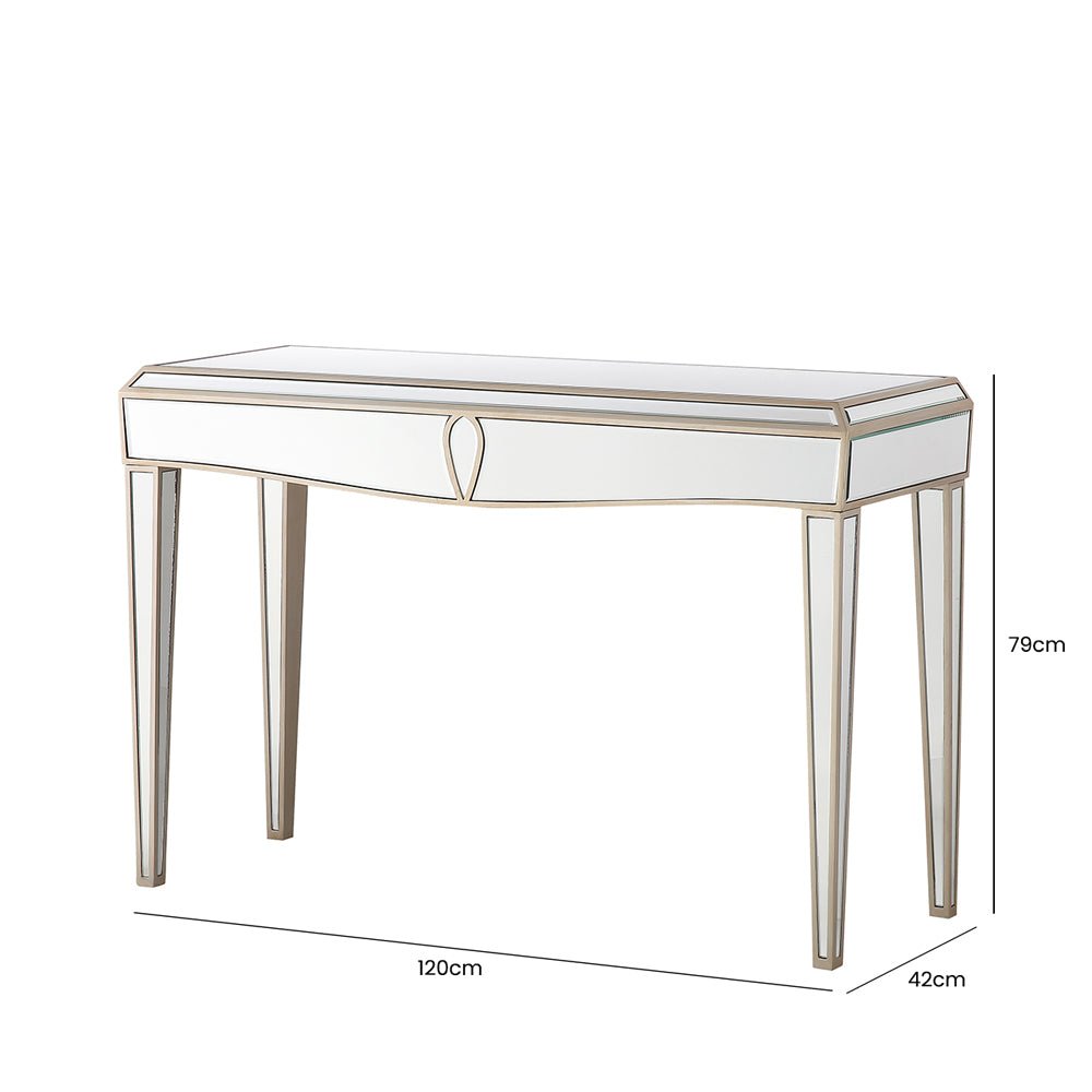 Prishtina 120cm Mirrored Console Table Champagne Nicholas John Interiors