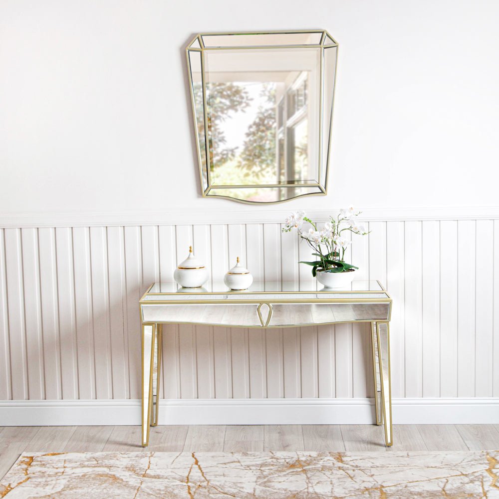 Prishtina 120cm Mirrored Console Table Champagne Nicholas John Interiors