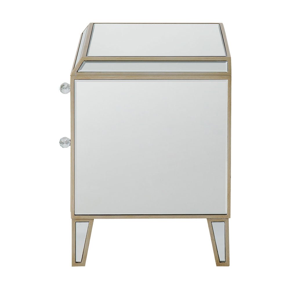 Prishtina 2 Drawer Mirror Bedside Cabinet Champagne Nicholas John Interiors