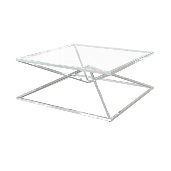 Prizma Glass and Stainless Steel Coffee Table Nicholas John Interiors