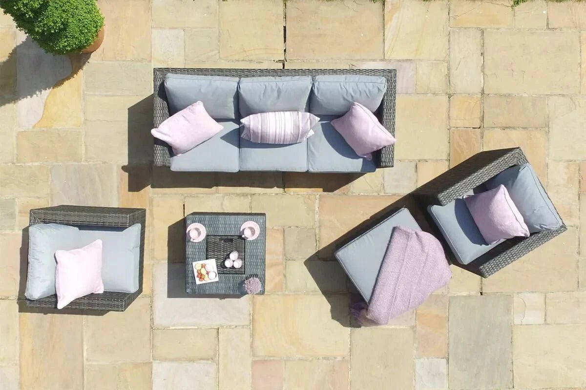 Rattan Georgia 3 Seat Garden Sofa Set with Ice Bucket in Grey Nicholas John Interiors