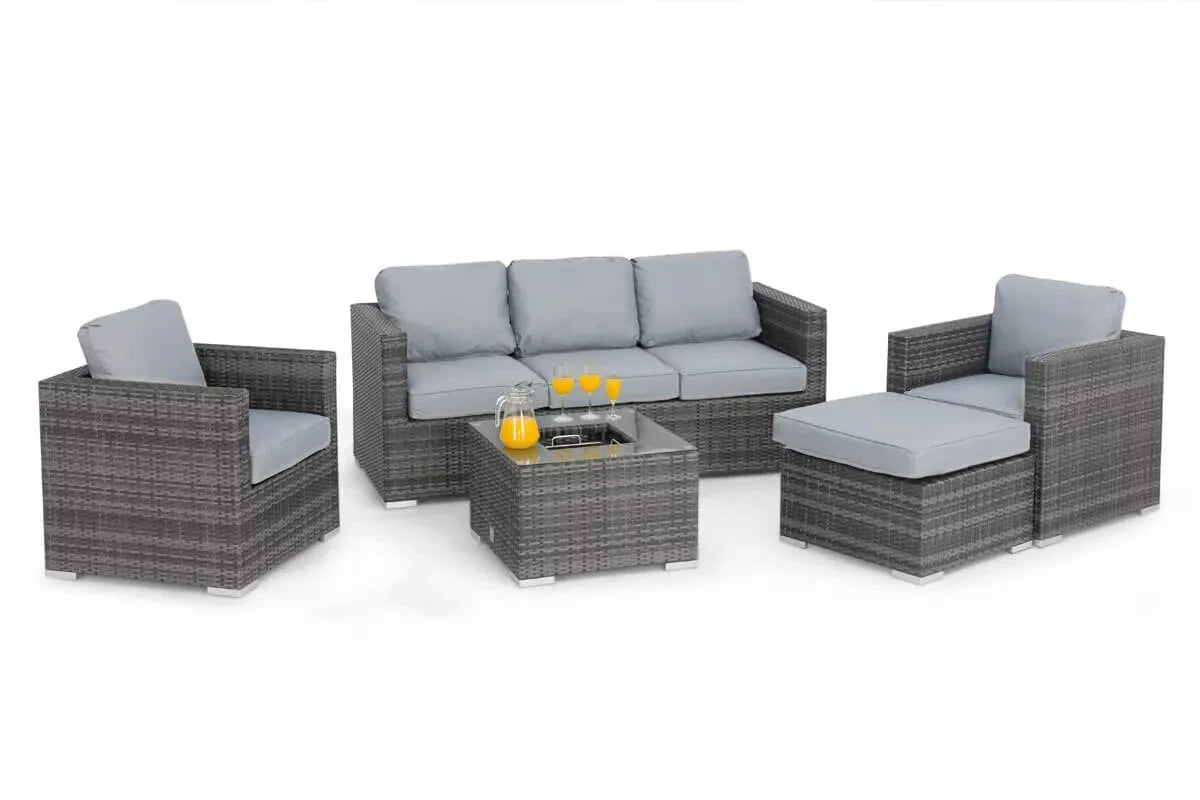 Rattan Georgia 3 Seat Garden Sofa Set with Ice Bucket in Grey Nicholas John Interiors